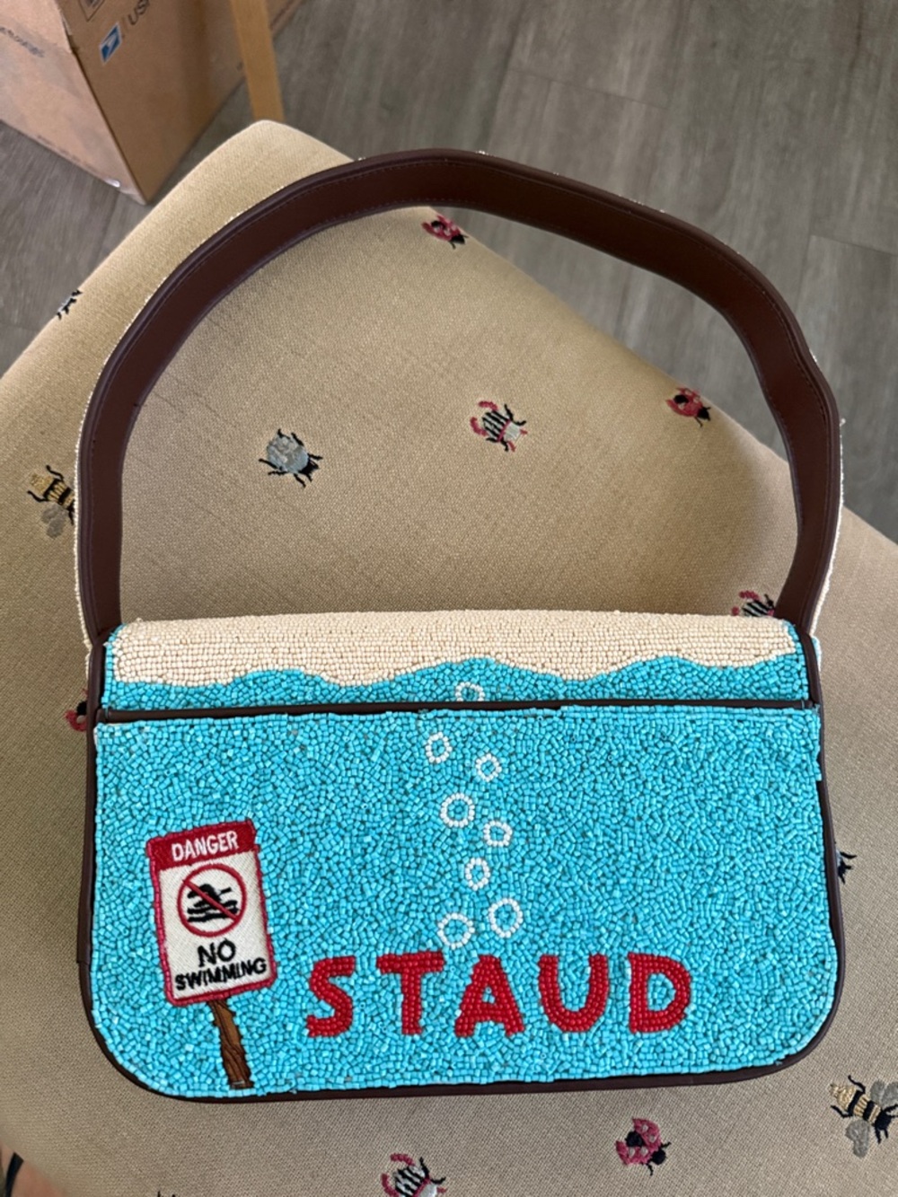 LIKE NEW STAUD Tommy Beaded Bag, Great White - Picture 7 of 10